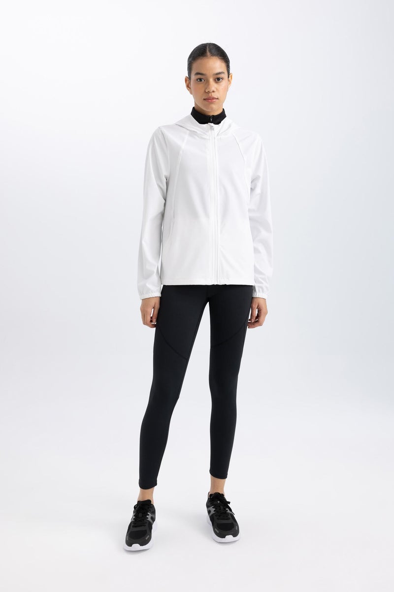 DeFacto White Woman DeFactoFit Water Repellent Slim Fit Hooded Mesh Lined Raincoat Casual - Image 3